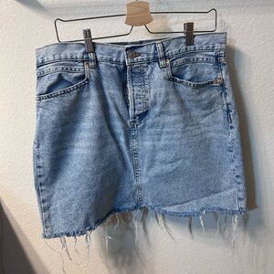 MNG Denim Skirt with Frayed Hem - Sz XL